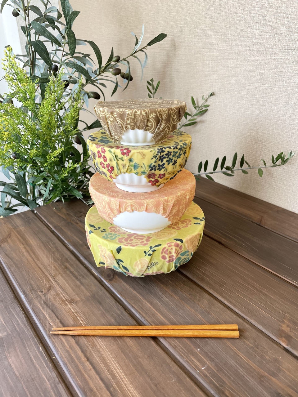 洗って繰り返し使える蜜蝋ラップ<エシカルラップ・フラワーローズ>オーガニックコットン使用