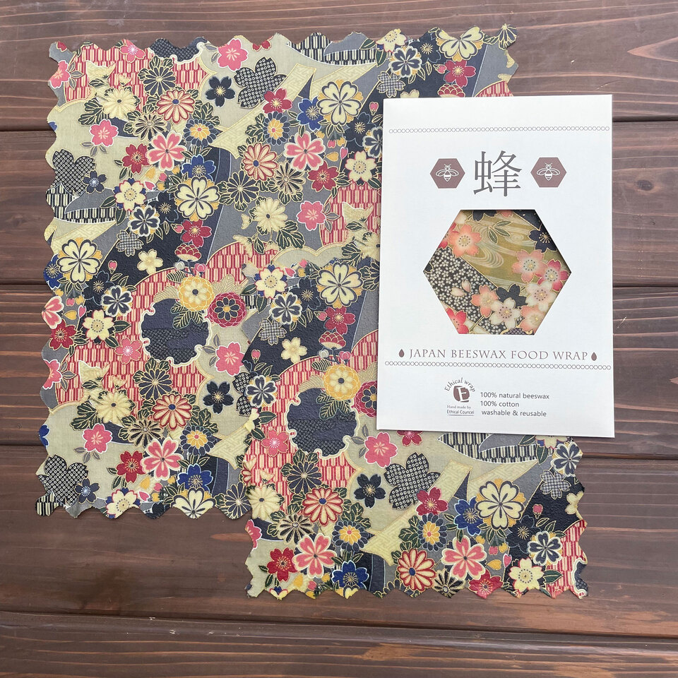 洗って繰り返し使える蜜蝋ラップ<エシカルラップ和柄ライン>