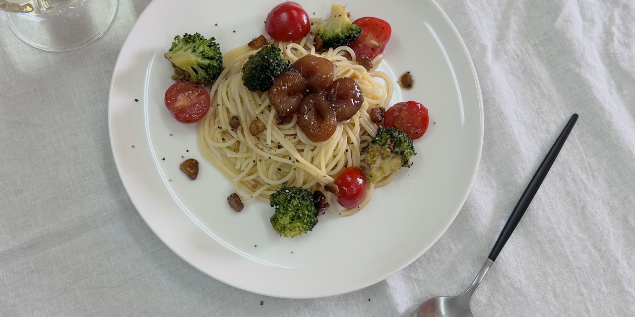 甘エビ漬けの冷製パスタ