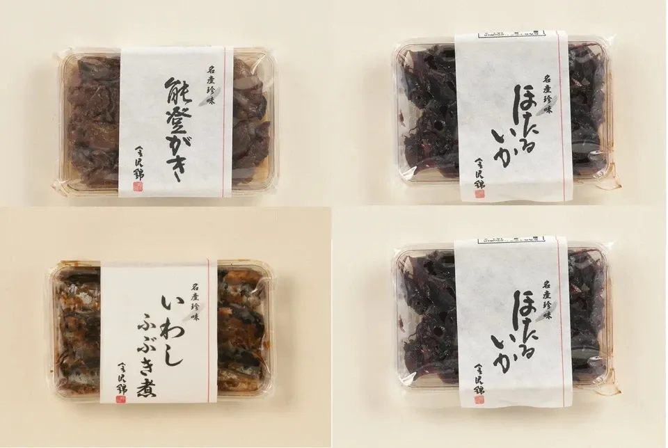 厳選こだわり佃煮そうざいお酒の肴セット冷蔵品〈能登がき佃煮・ほたるいか佃煮・いわしふぶき煮〉素材の味そのまま こだわり佃煮製品詰合 3種4ケ入