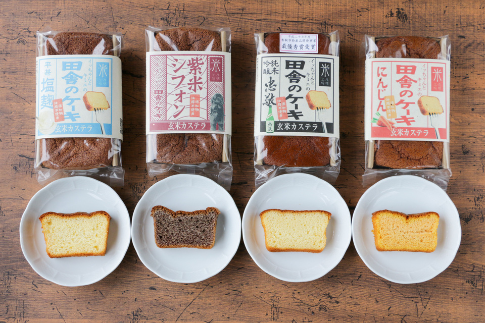 グルテンフリー無添加「田舎のケーキ」人気の４種セット（忠敬・紫米シフォン・にんじん・塩麹）