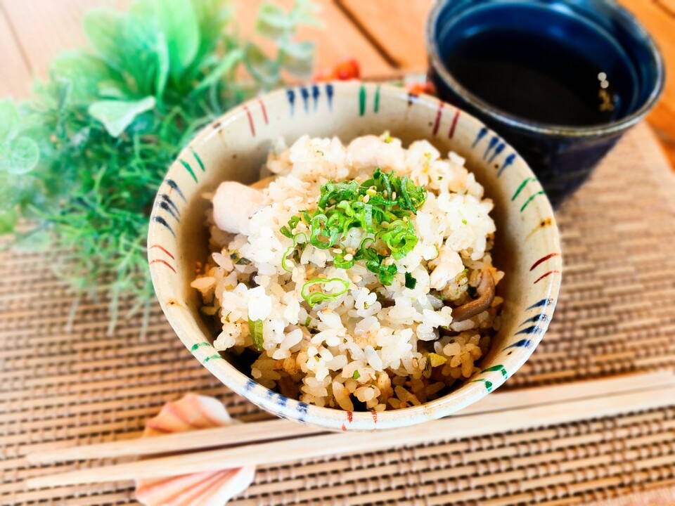 調味料に頼らない、出汁でここまで美味しい。四万十鶏の<ゴマ香るネギ塩炊き込みご飯 > 無添加・グルテンフリー・天日塩100%