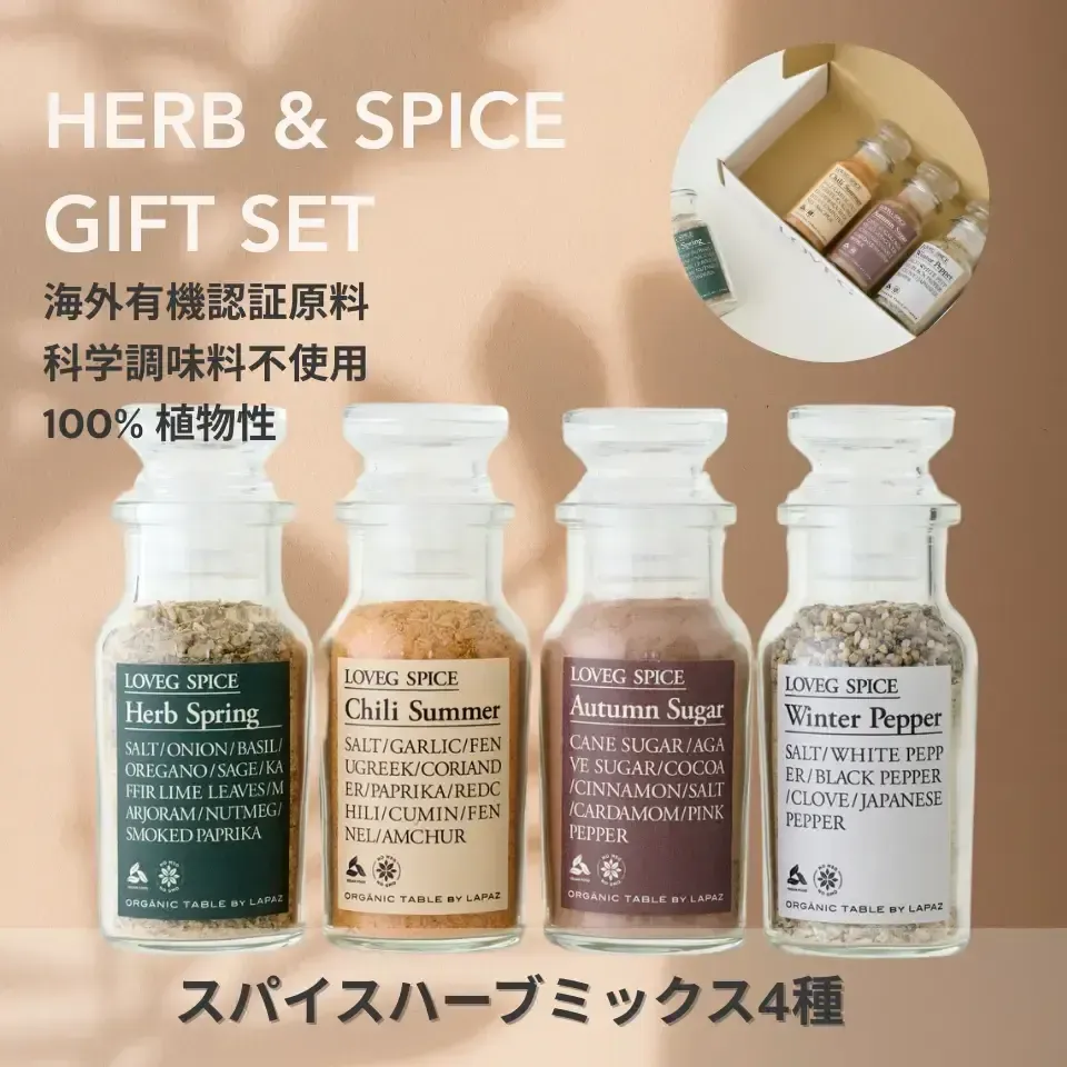 ギフトボックスセット＜HERB&SPICE＞海外有機認証ハーブ使用【熨斗設定