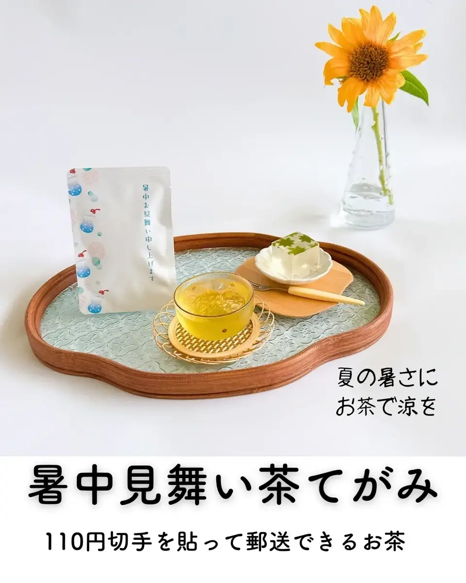 暑中お見舞い お茶入りてがみ 茶てがみ 緑茶ティーバッグ2個入り