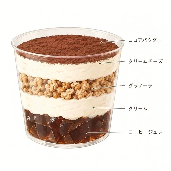 veganティラミスパフェ＞ティラミスパフェ＜卵、乳製品、小麦不使用