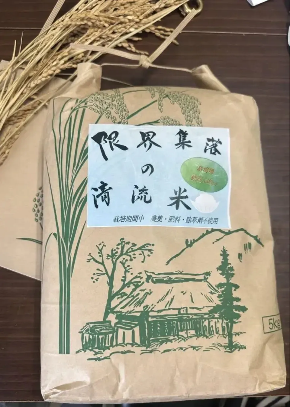 自然農<令和7年度産コシヒカリ>⭐︎限界集落の清流米⭐︎ 標高500m清らかな沢水の棚田米/農薬・化学肥料・除草剤 不使用