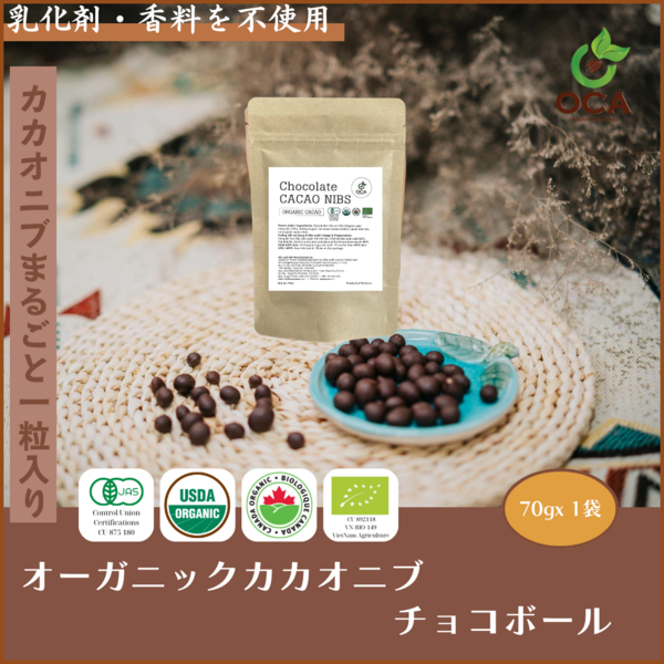 オーガニックカカオニブチョコレートボール70g OCA Cacao