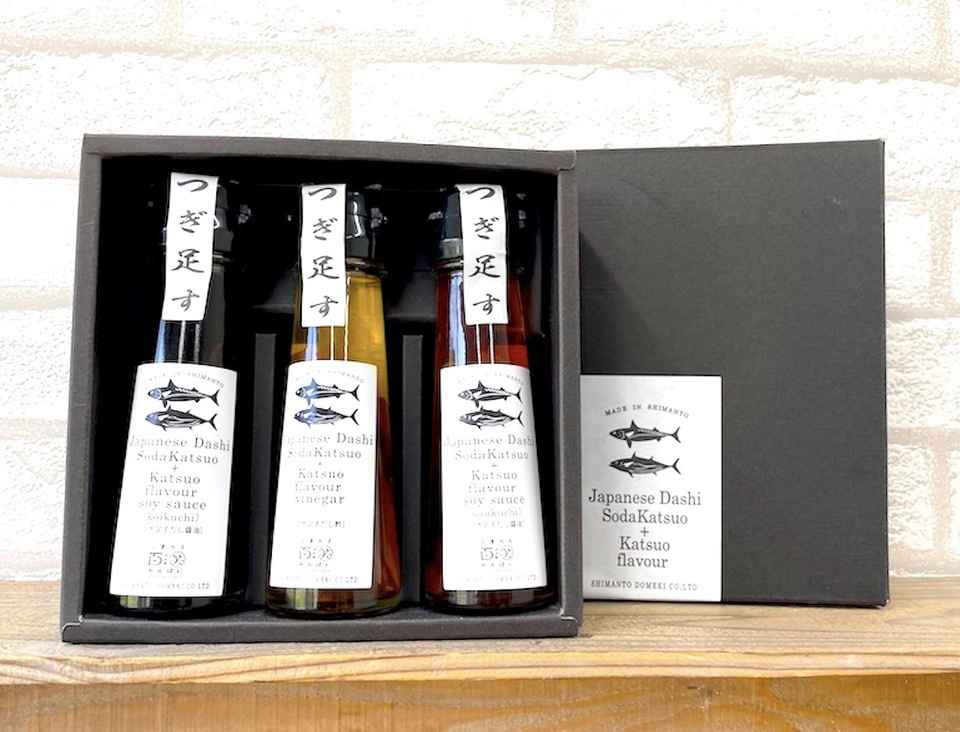 ［だし醤油/濃口×2・　だし酢］MINI! Japanese Dashi Katsuoflavor soysauce ＆Vinegar 3本セット
