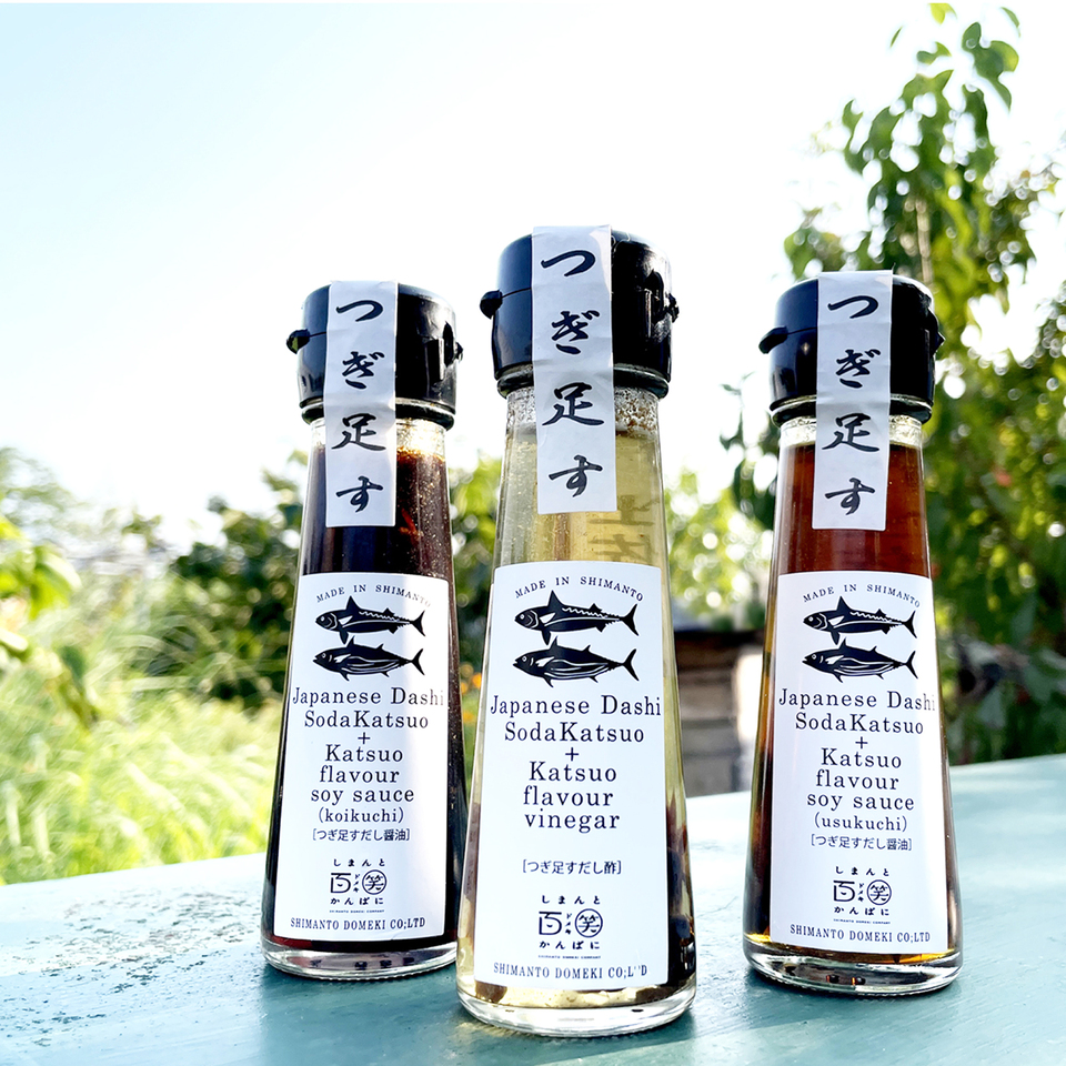 ［だし醤油/濃口×2・　だし酢］MINI! Japanese Dashi Katsuoflavor soysauce ＆Vinegar 3本セット